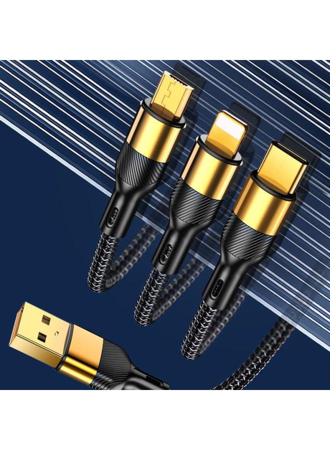 Data Cable Super Fast Charging Three-in-one-to-three Charging Cable Is Suitable For Apple Huawei Android Typec Interface-Color:Black 【upgraded Version】 Speed Up 900%-1.3m - Image 4
